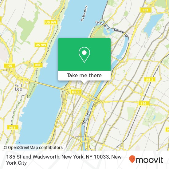 185 St and Wadsworth, New York, NY 10033 map