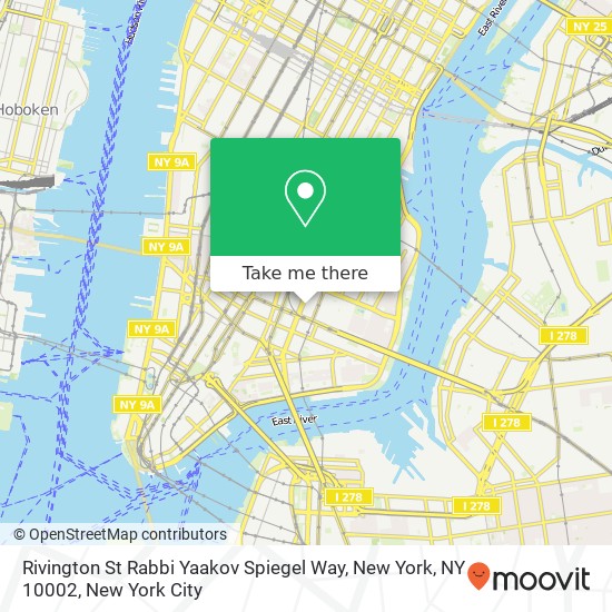 Mapa de Rivington St Rabbi Yaakov Spiegel Way, New York, NY 10002