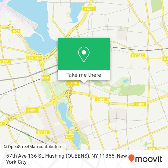 57th Ave 136 St, Flushing (QUEENS), NY 11355 map