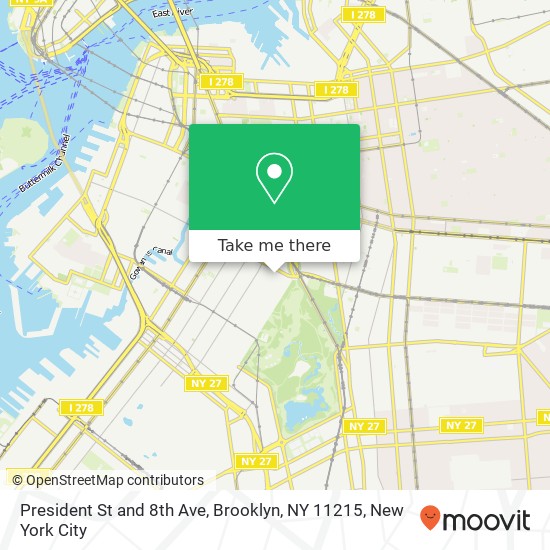 Mapa de President St and 8th Ave, Brooklyn, NY 11215