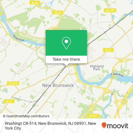Mapa de Washingt CR-514, New Brunswick, NJ 08901