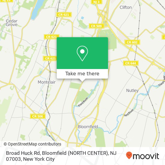 Broad Huck Rd, Bloomfield (NORTH CENTER), NJ 07003 map