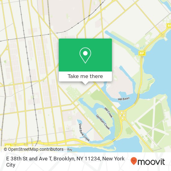 Mapa de E 38th St and Ave T, Brooklyn, NY 11234