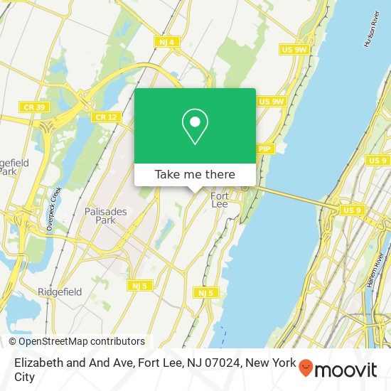 Elizabeth and And Ave, Fort Lee, NJ 07024 map