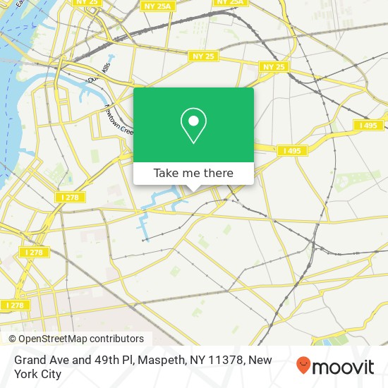 Mapa de Grand Ave and 49th Pl, Maspeth, NY 11378
