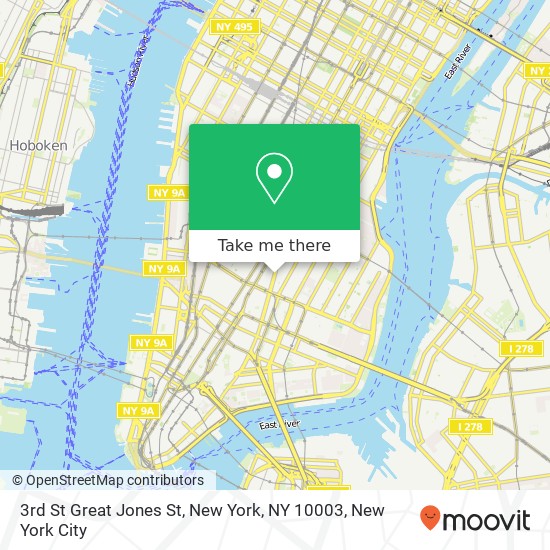 3rd St Great Jones St, New York, NY 10003 map