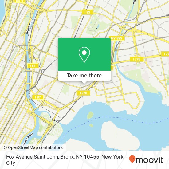 Mapa de Fox Avenue Saint John, Bronx, NY 10455