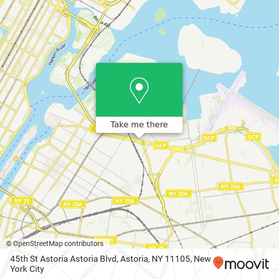 Mapa de 45th St Astoria Astoria Blvd, Astoria, NY 11105