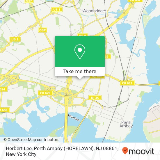 Herbert Lee, Perth Amboy (HOPELAWN), NJ 08861 map