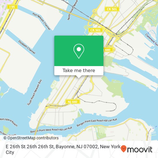 Mapa de E 26th St 26th 26th St, Bayonne, NJ 07002