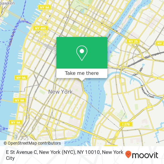 Mapa de E St Avenue C, New York (NYC), NY 10010