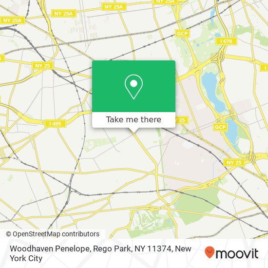 Mapa de Woodhaven Penelope, Rego Park, NY 11374