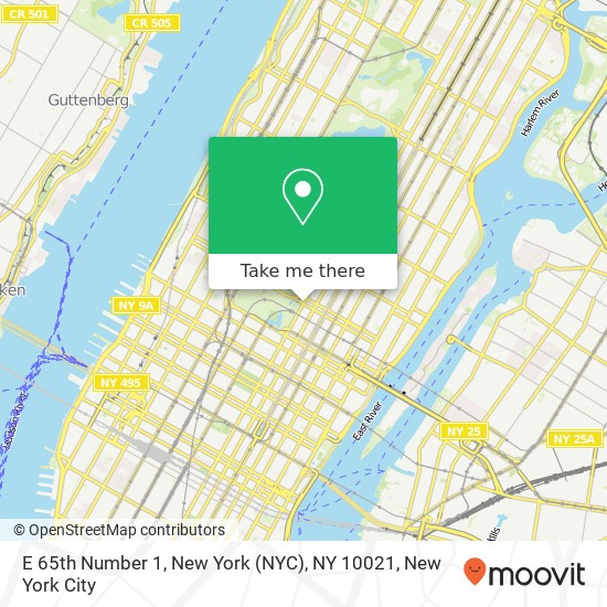 E 65th Number 1, New York (NYC), NY 10021 map