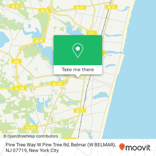 Mapa de Pine Tree Way W Pine Tree Rd, Belmar (W BELMAR), NJ 07719