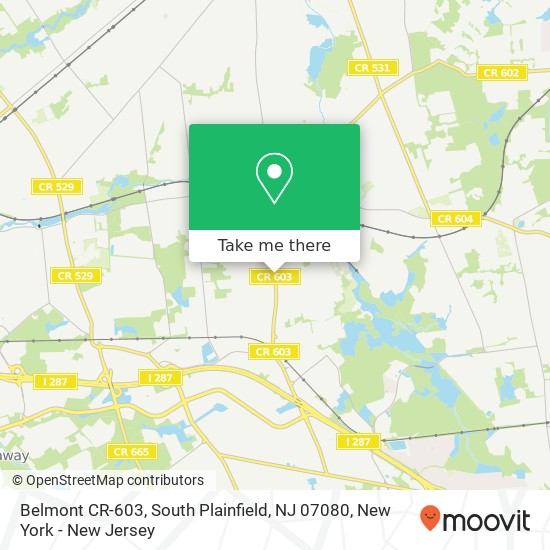 Mapa de Belmont CR-603, South Plainfield, NJ 07080