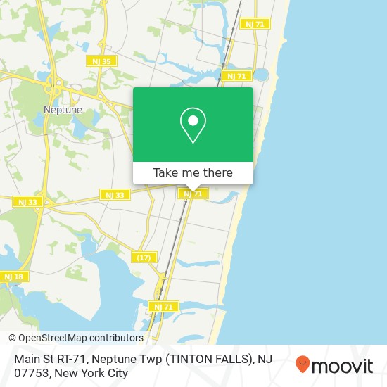 Mapa de Main St RT-71, Neptune Twp (TINTON FALLS), NJ 07753