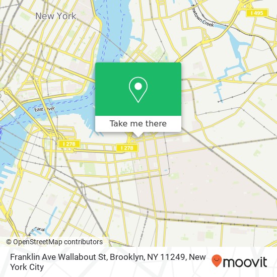Franklin Ave Wallabout St, Brooklyn, NY 11249 map