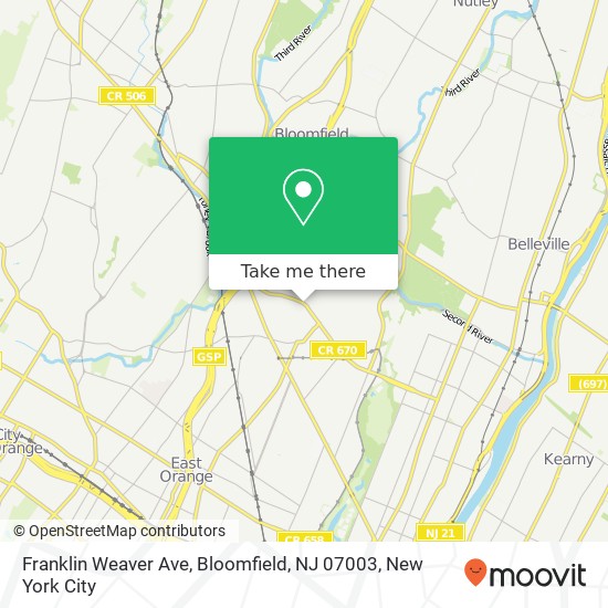 Franklin Weaver Ave, Bloomfield, NJ 07003 map