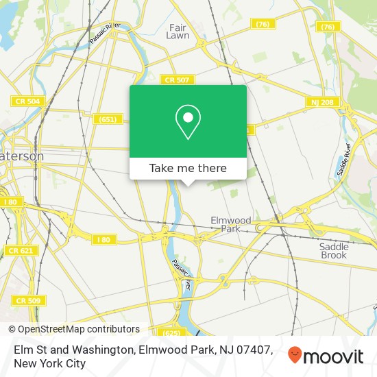 Elm St and Washington, Elmwood Park, NJ 07407 map