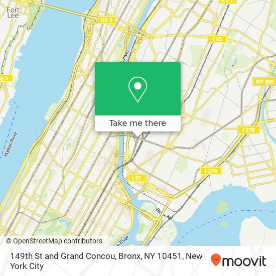 Mapa de 149th St and Grand Concou, Bronx, NY 10451