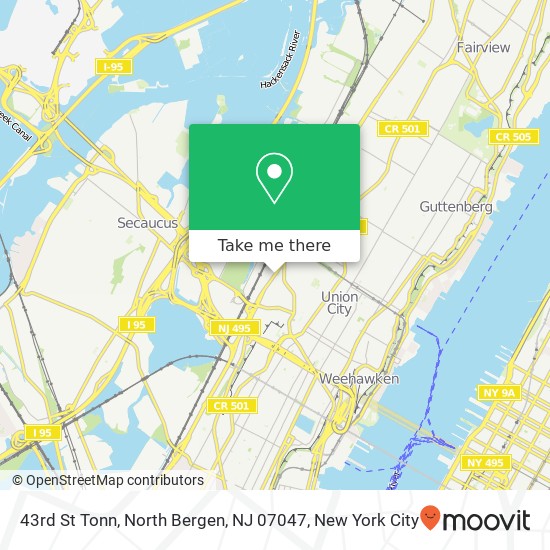Mapa de 43rd St Tonn, North Bergen, NJ 07047