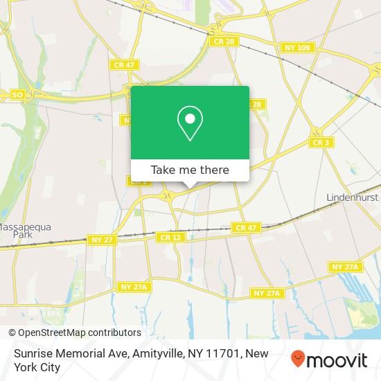 Mapa de Sunrise Memorial Ave, Amityville, NY 11701