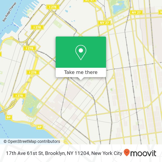 Mapa de 17th Ave 61st St, Brooklyn, NY 11204