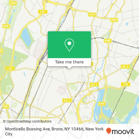Mapa de Monticello Bussing Ave, Bronx, NY 10466