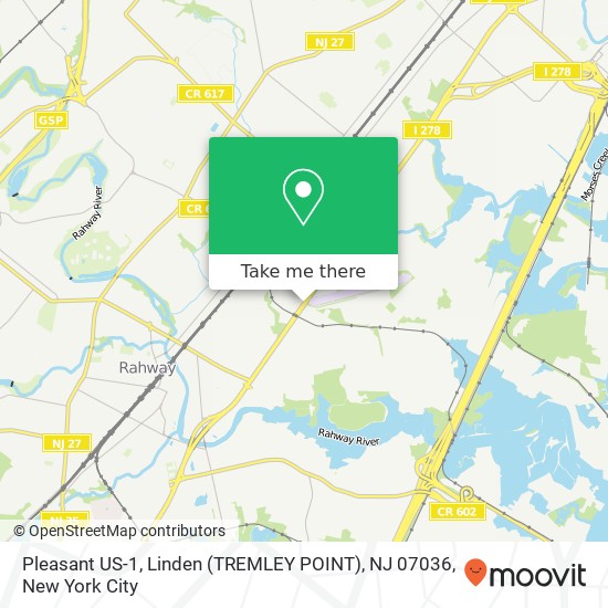 Mapa de Pleasant US-1, Linden (TREMLEY POINT), NJ 07036