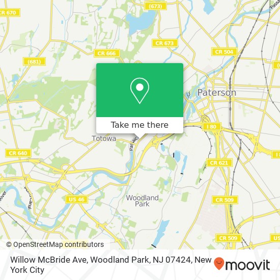 Mapa de Willow McBride Ave, Woodland Park, NJ 07424