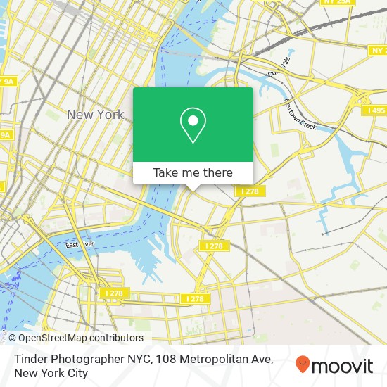 Tinder Photographer NYC, 108 Metropolitan Ave map