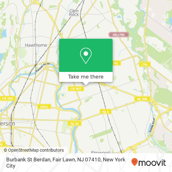 Mapa de Burbank St Berdan, Fair Lawn, NJ 07410