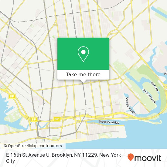 Mapa de E 16th St Avenue U, Brooklyn, NY 11229