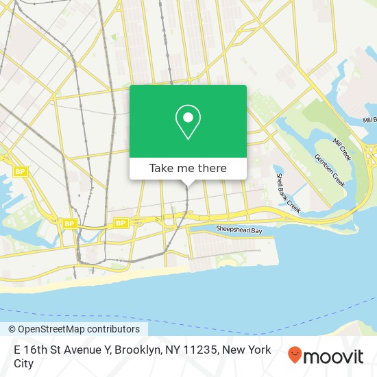 Mapa de E 16th St Avenue Y, Brooklyn, NY 11235