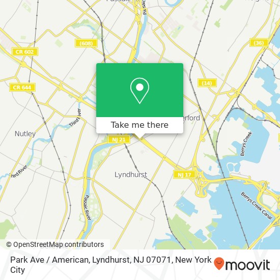 Mapa de Park Ave / American, Lyndhurst, NJ 07071
