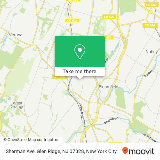 Mapa de Sherman Ave, Glen Ridge, NJ 07028