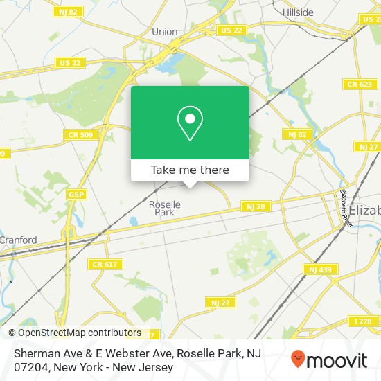 Sherman Ave & E Webster Ave, Roselle Park, NJ 07204 map