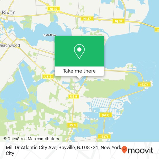 Mapa de Mill Dr Atlantic City Ave, Bayville, NJ 08721