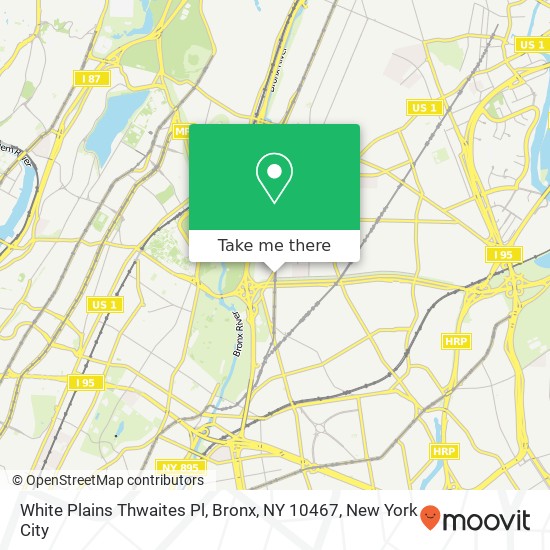 Mapa de White Plains Thwaites Pl, Bronx, NY 10467