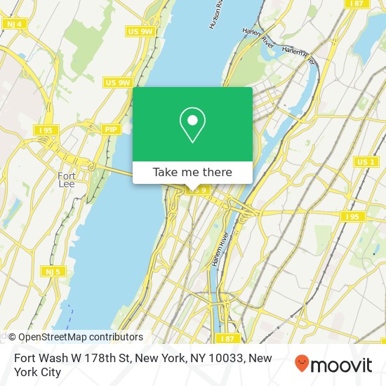 Fort Wash W 178th St, New York, NY 10033 map