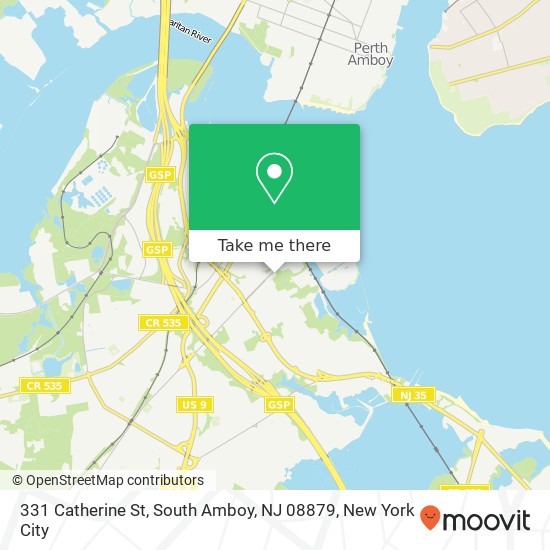 Mapa de 331 Catherine St, South Amboy, NJ 08879