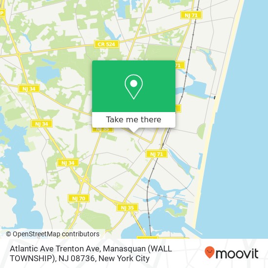 Mapa de Atlantic Ave Trenton Ave, Manasquan (WALL TOWNSHIP), NJ 08736