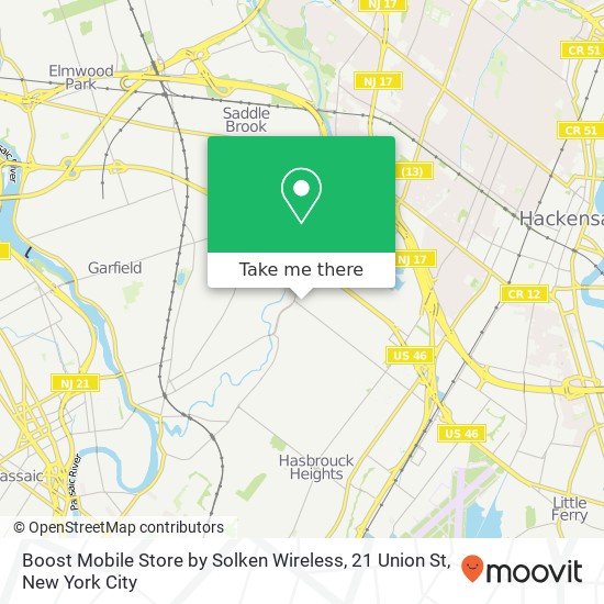 Mapa de Boost Mobile Store by Solken Wireless, 21 Union St