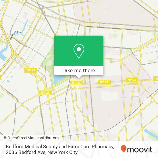 Bedford Medical Supply and Extra Care Pharmacy, 2036 Bedford Ave map