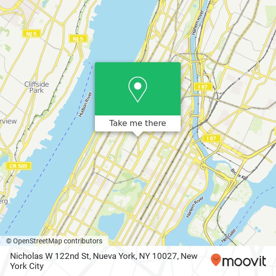 Mapa de Nicholas W 122nd St, Nueva York, NY 10027