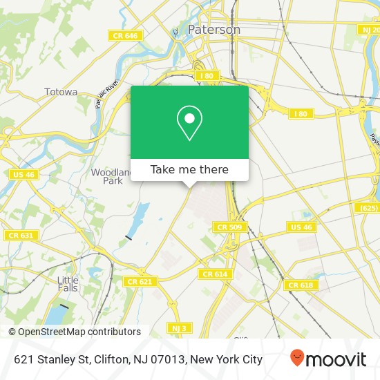 Mapa de 621 Stanley St, Clifton, NJ 07013