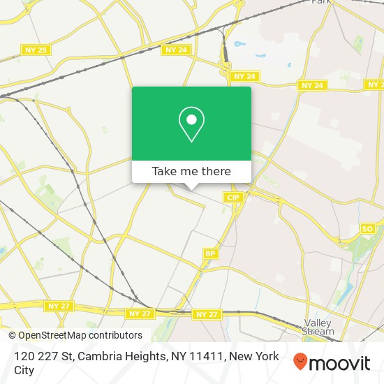 Mapa de 120 227 St, Cambria Heights, NY 11411