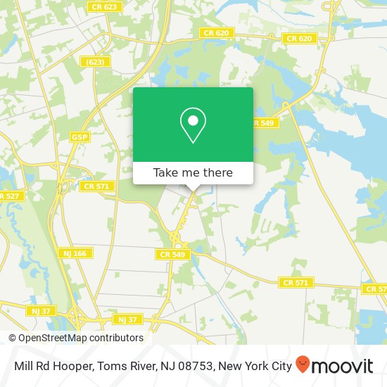 Mapa de Mill Rd Hooper, Toms River, NJ 08753