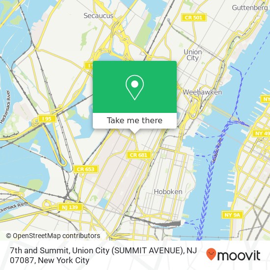 Mapa de 7th and Summit, Union City (SUMMIT AVENUE), NJ 07087