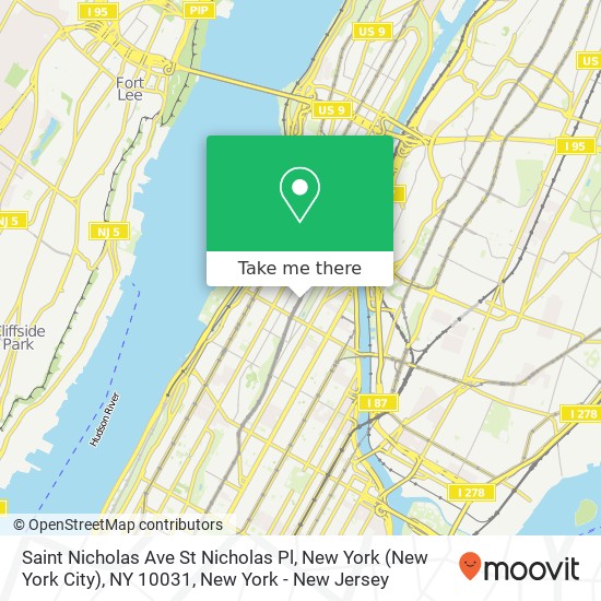 Saint Nicholas Ave St Nicholas Pl, New York (New York City), NY 10031 map